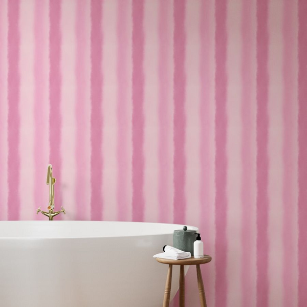 Blush Pink Watercolor Stripes Wallpaper | Erica MacDonald