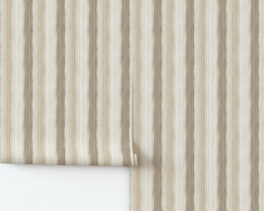 Coastal sandy beige stripe wallpaper