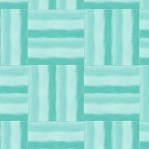 Pattern of blue and green horizontal watercolor stripes on a light blue background.