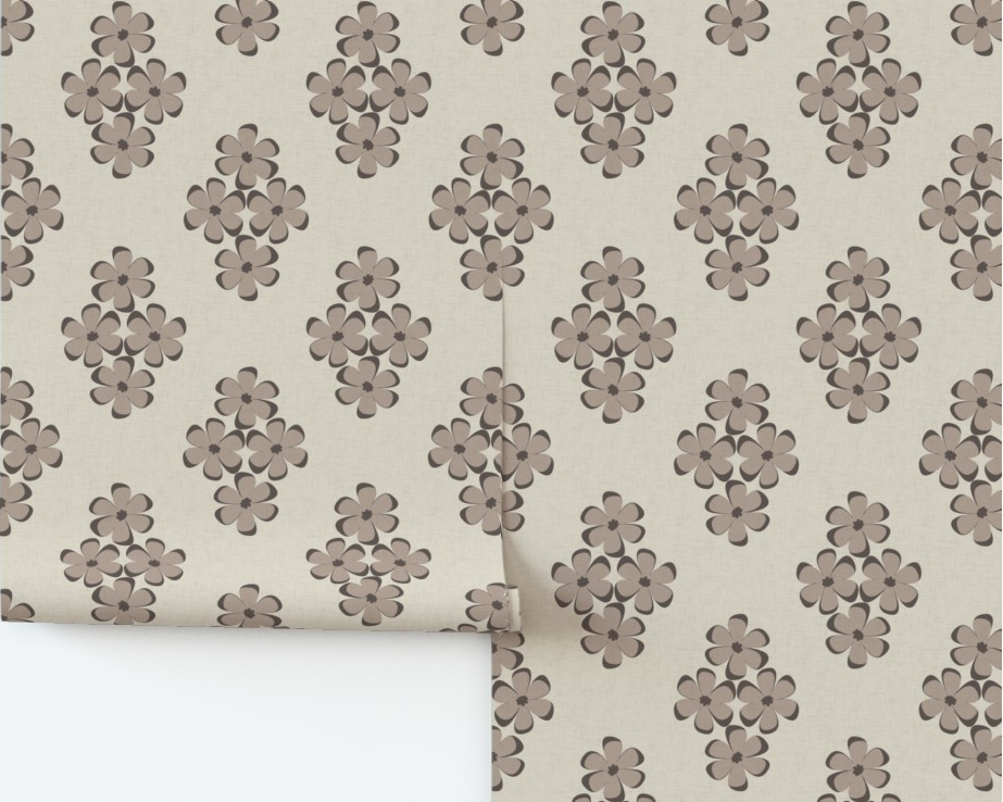 Modern floral damask wallpaper. 