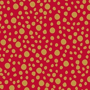 Red background with gold polka dots