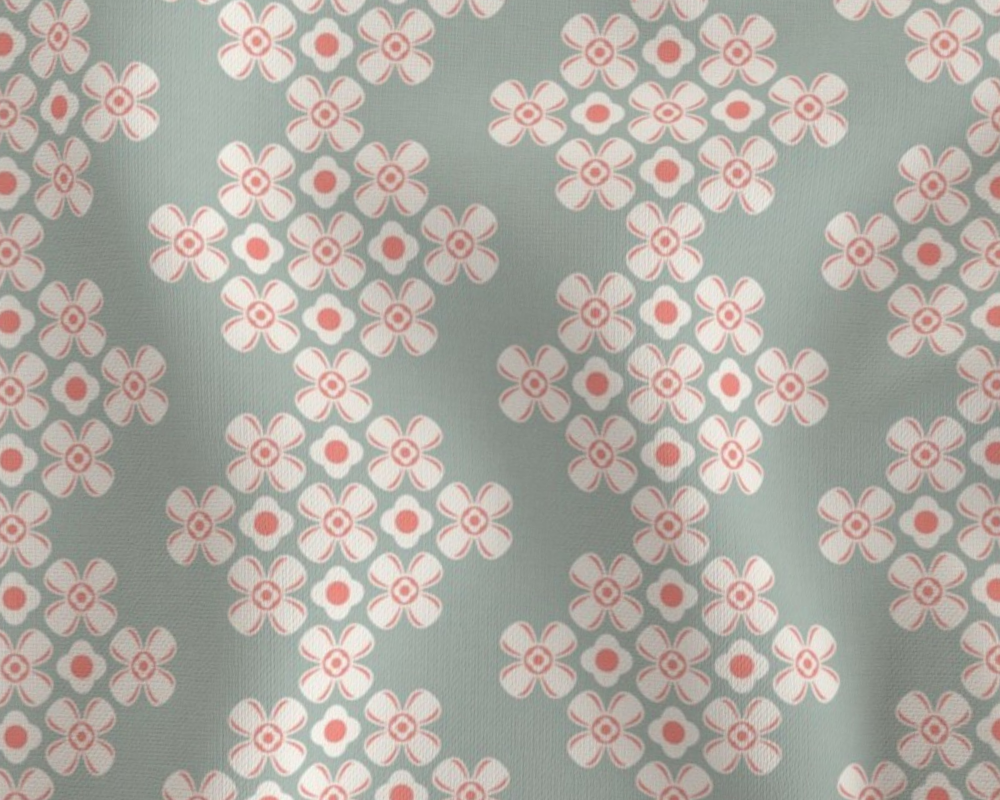 Pattern of red and white flowers on a gray background
