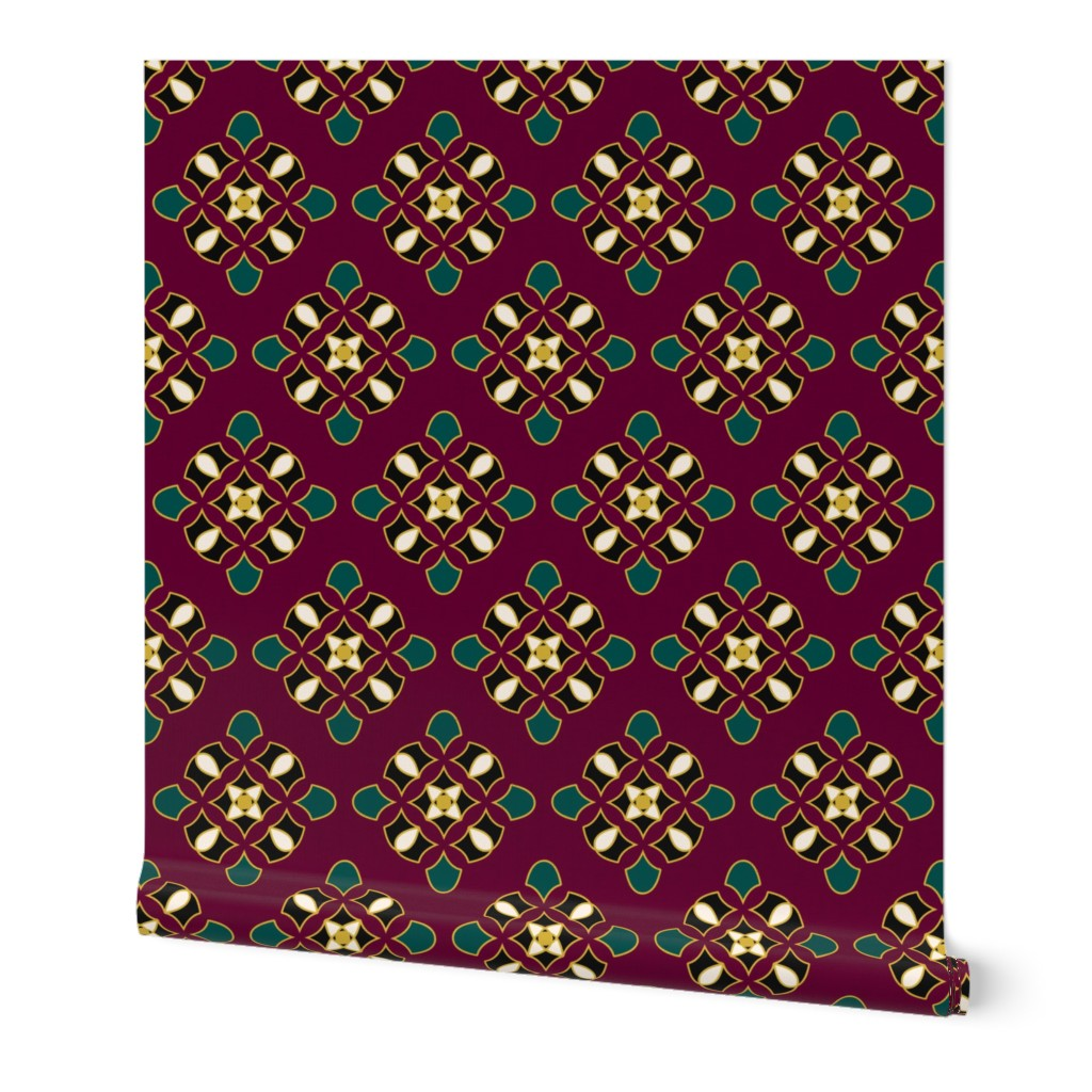 Decorative paper with a geometric pattern on a purple background
