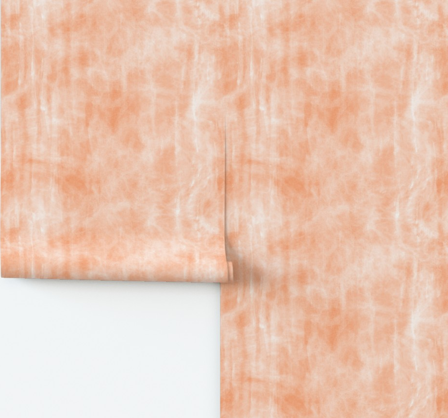 Close-up of paint drips and tie dye texture on a wallpaper designed by Erica MacDonald.