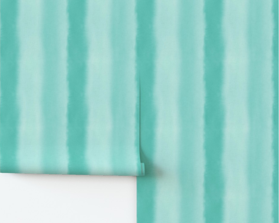 Coastal aqua stripes wallpaper