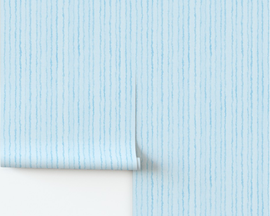 Coastal cool blue stripe wallpaper