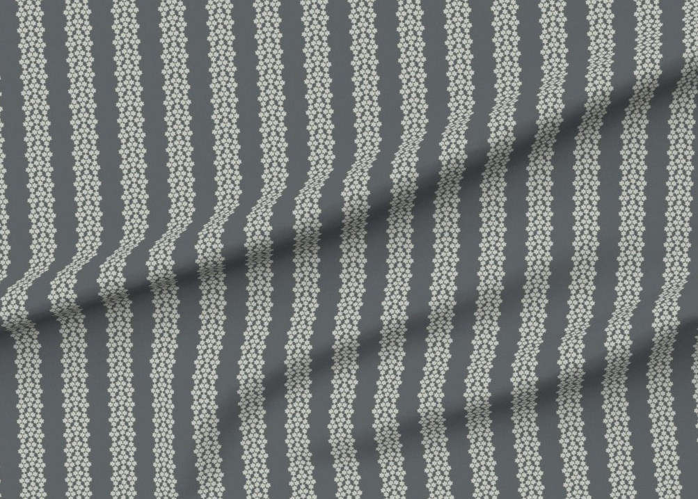 Fabric with gray and white striped pattern