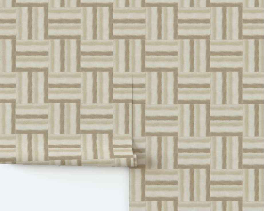 Coastal sandy beige basketweave wallpaper