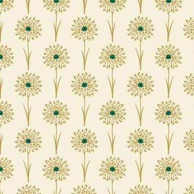 Pattern of green flowers on a beige background