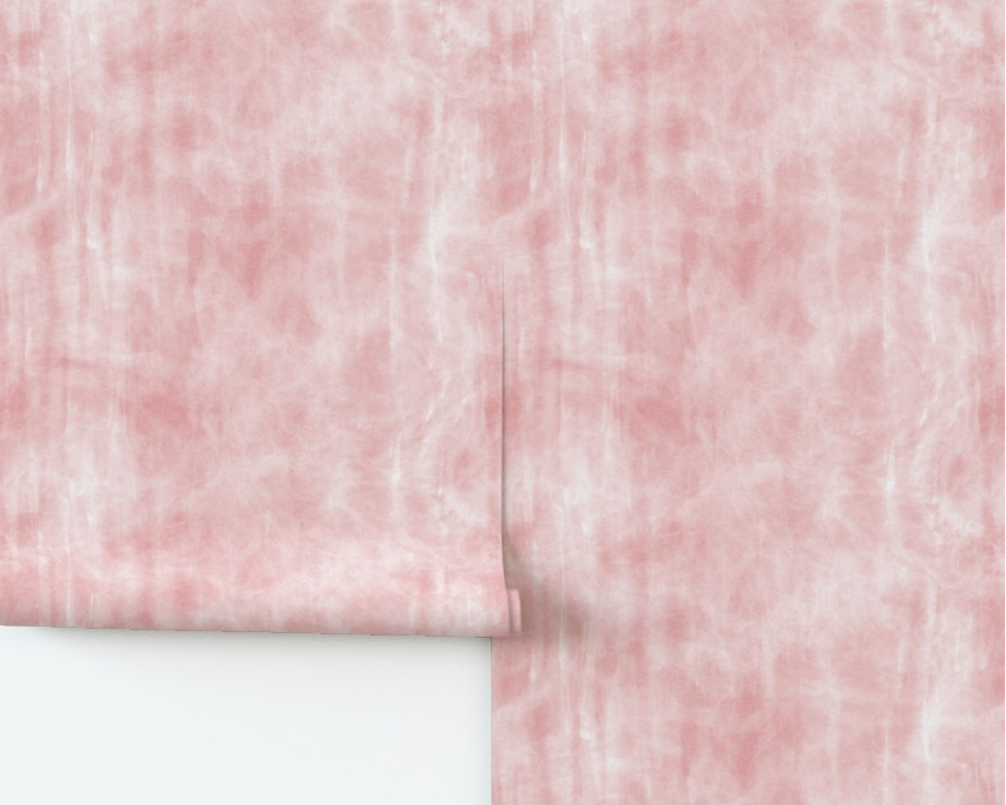 Pink textured wallpaper roll on a white background