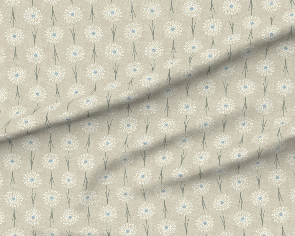 Fabric with a floral pattern on a beige background